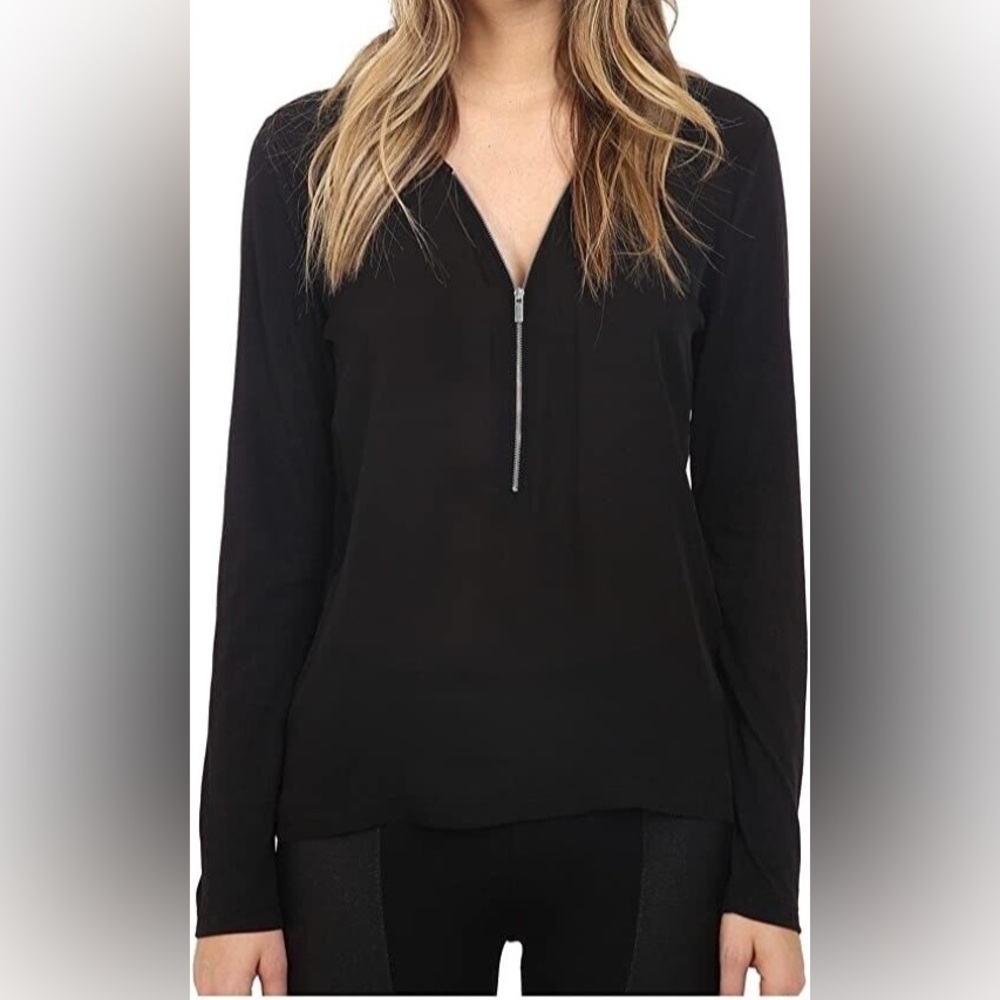 Carmen Woman Black Zip-Front Blouse – Size 2X